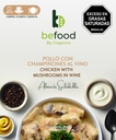 Pollo con champiñones al vino